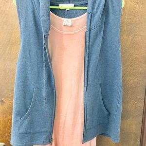 Synergy organic cotton vest with hoodie, blue